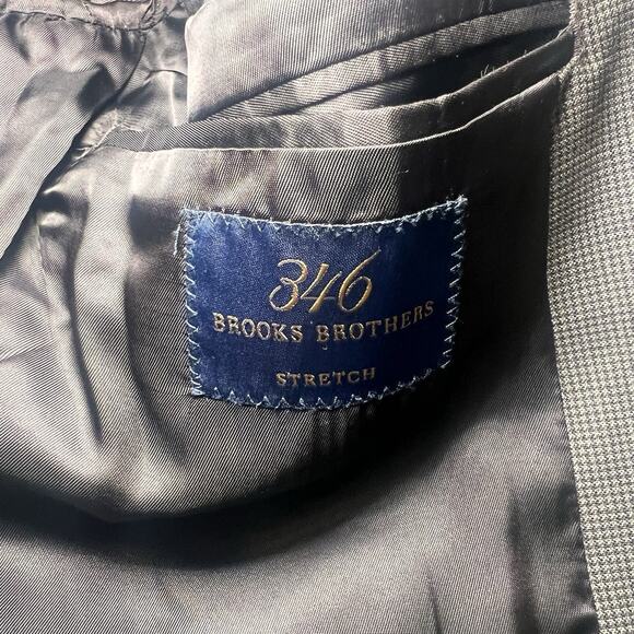 Brooks Brothers 346 Stretch Blazer Size 39 Short Wool Brown Micro Houndstooth - Picture 13 of 16